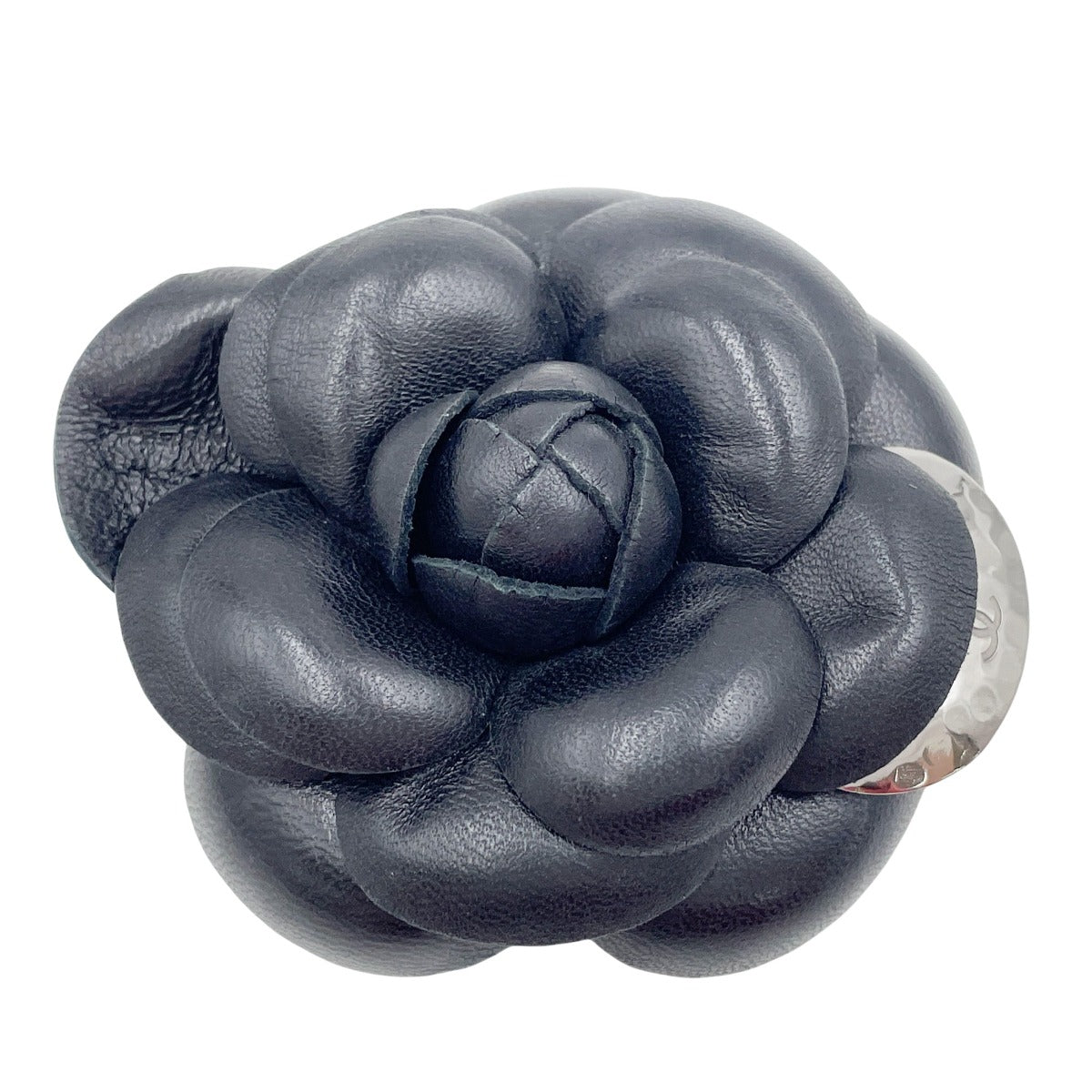 シャネル CHANEL ブローチ
 コサージュ ストールバンド カメリア レザー ブラック 【SS】
 【中古】