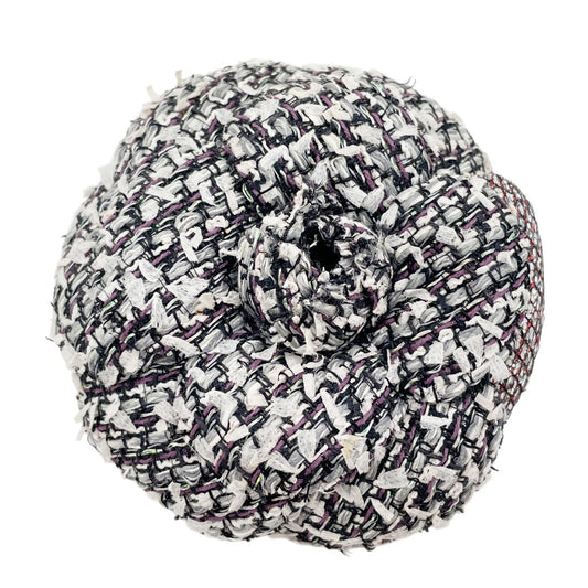 シャネル CHANEL ブローチ
 コサージュ ツウィード カメリア ツイード ブラック 【SS】
 【中古】