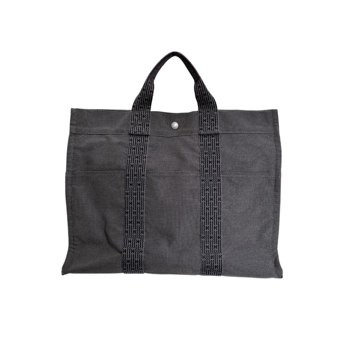 エルメス HERMES トートバッグ
 ハンドバッグ キャンバス エールラインMM ナイロン 100951M グレー 【SS】
 【中古】