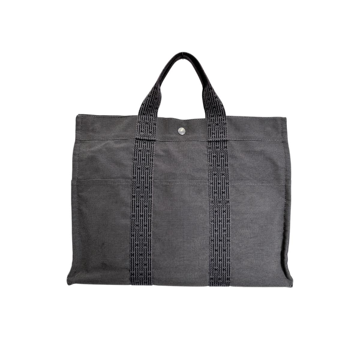 エルメス HERMES トートバッグ
 ハンドバッグ キャンバス エールラインMM ナイロン 100951M グレー 【SS】
 【中古】
