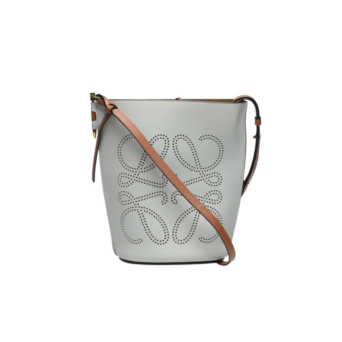 ロエベ LOEWE ショルダーバッグ
 ワンショルダーバッグ ゲートバケットバッグ アナグラム カーフ グレー 【SS】
 【中古】