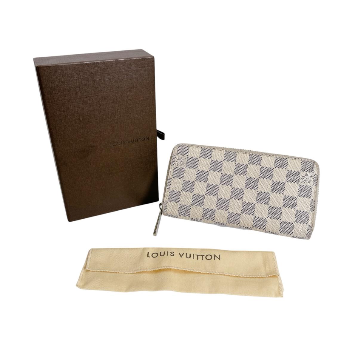 ルイヴィトン LOUIS VUITTON 長財布
 ラウンドファスナー アズール ジッピー・ウォレット ダミエアズールキャンバス N60019 ホワイト LV
 【SS】
 【中古】