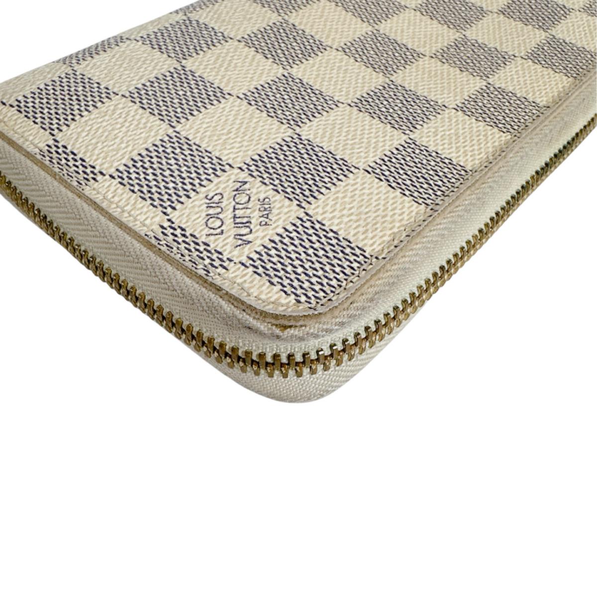 ルイヴィトン LOUIS VUITTON 長財布
 ラウンドファスナー アズール ジッピー・ウォレット ダミエアズールキャンバス N60019 ホワイト LV
 【SS】
 【中古】