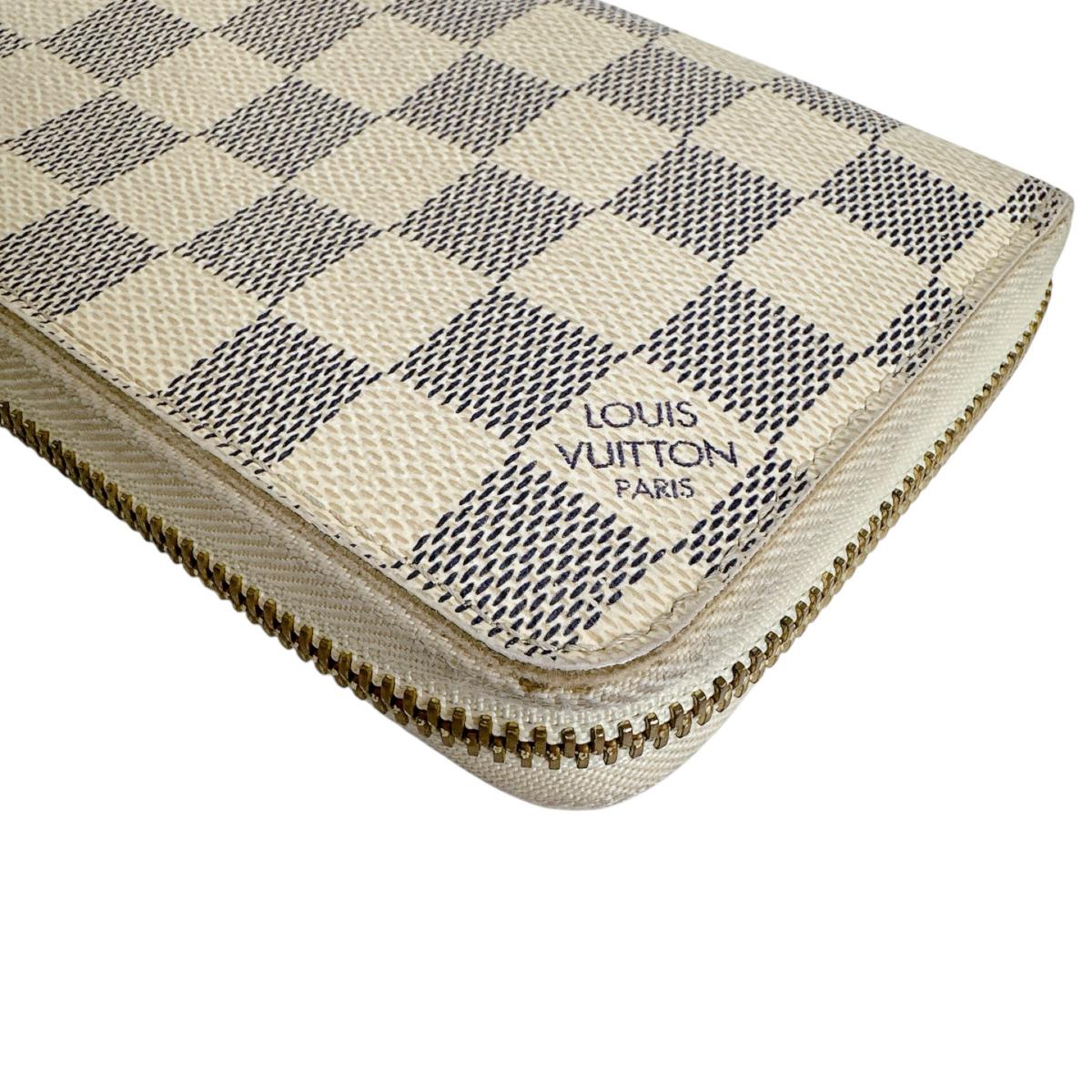 ルイヴィトン LOUIS VUITTON 長財布
 ラウンドファスナー アズール ジッピー・ウォレット ダミエアズールキャンバス N60019 ホワイト LV
 【SS】
 【中古】