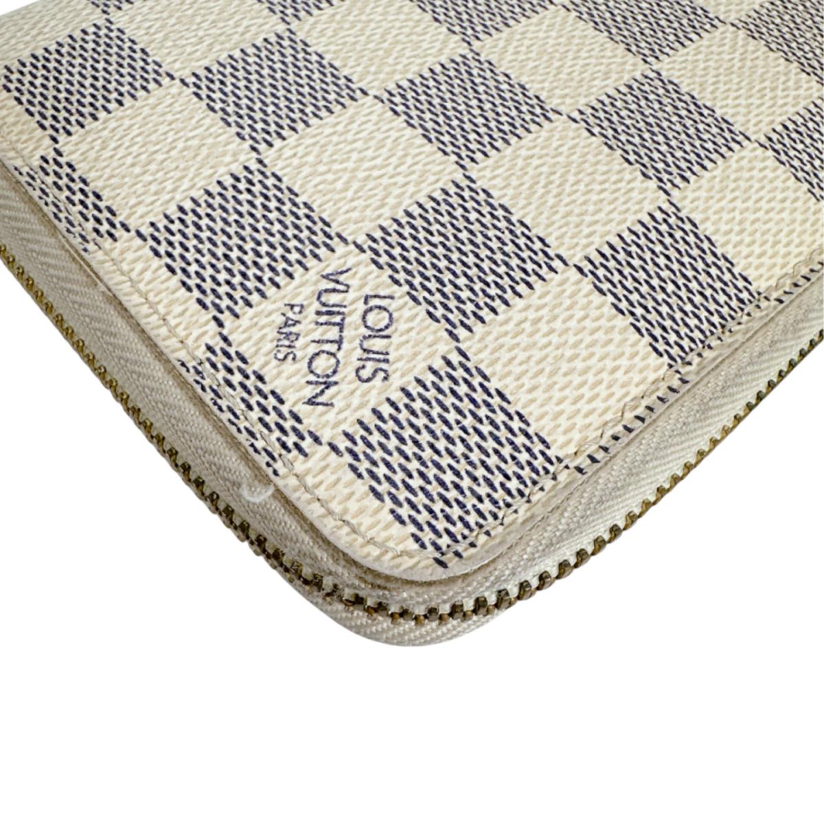 ルイヴィトン LOUIS VUITTON 長財布
 ラウンドファスナー アズール ジッピー・ウォレット ダミエアズールキャンバス N60019 ホワイト LV
 【SS】
 【中古】