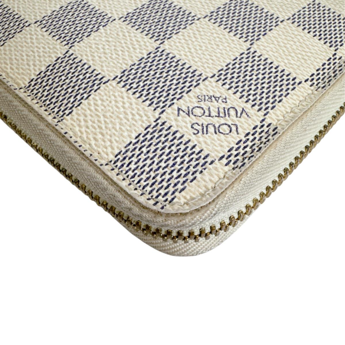 ルイヴィトン LOUIS VUITTON 長財布
 ラウンドファスナー アズール ジッピー・ウォレット ダミエアズールキャンバス N60019 ホワイト LV
 【SS】
 【中古】