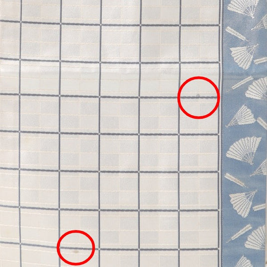 名古屋帯
 正絹 名古屋帯 格子 扇柄 銀糸 シルク 白 【H】
 【中古】