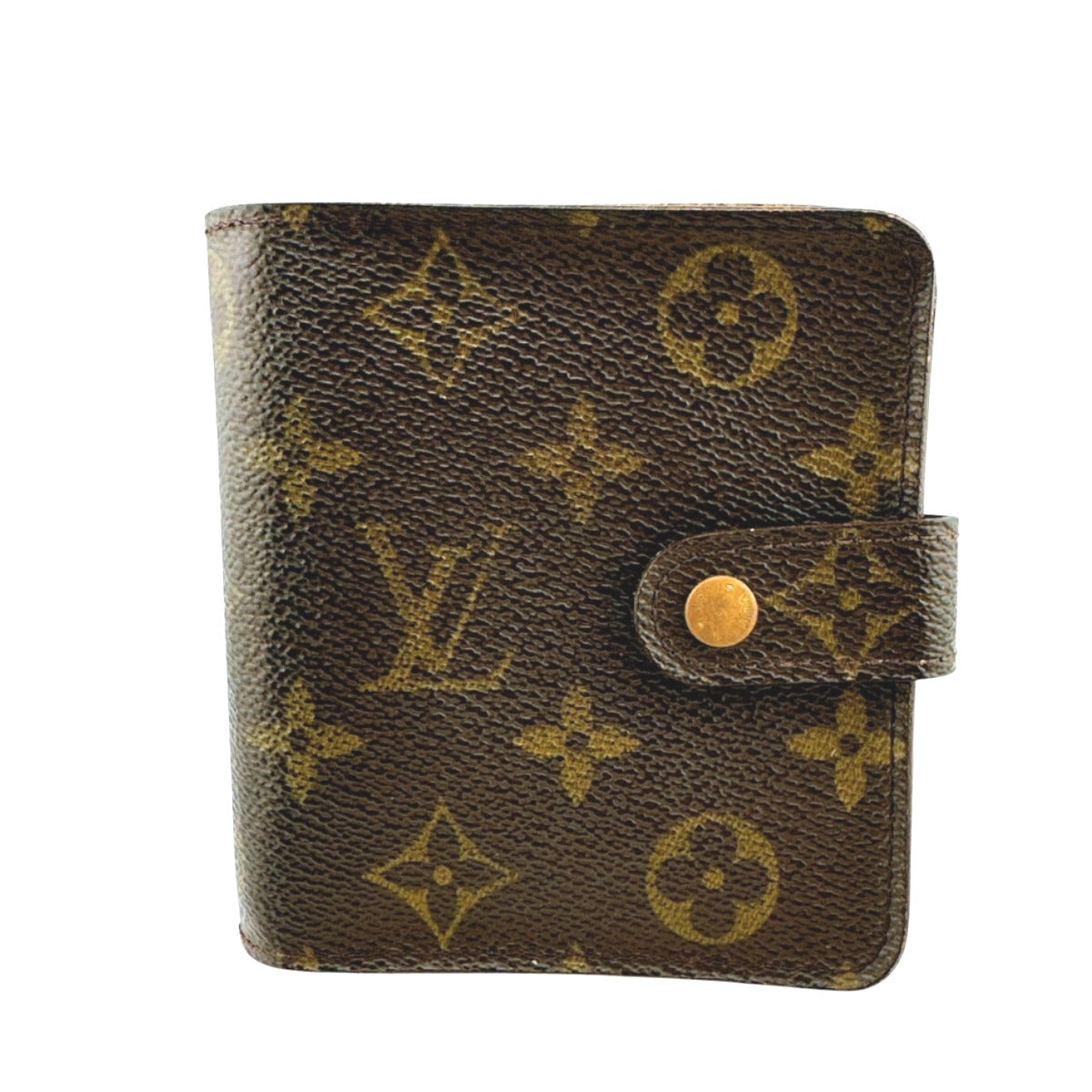 ルイヴィトン LOUIS VUITTON 二つ折り財布
 カード用ポケットファスナー付 モノグラム コンパクトジップ モノグラムキャンバス M61667 ブラウン LV
 【SS】
 【中古】