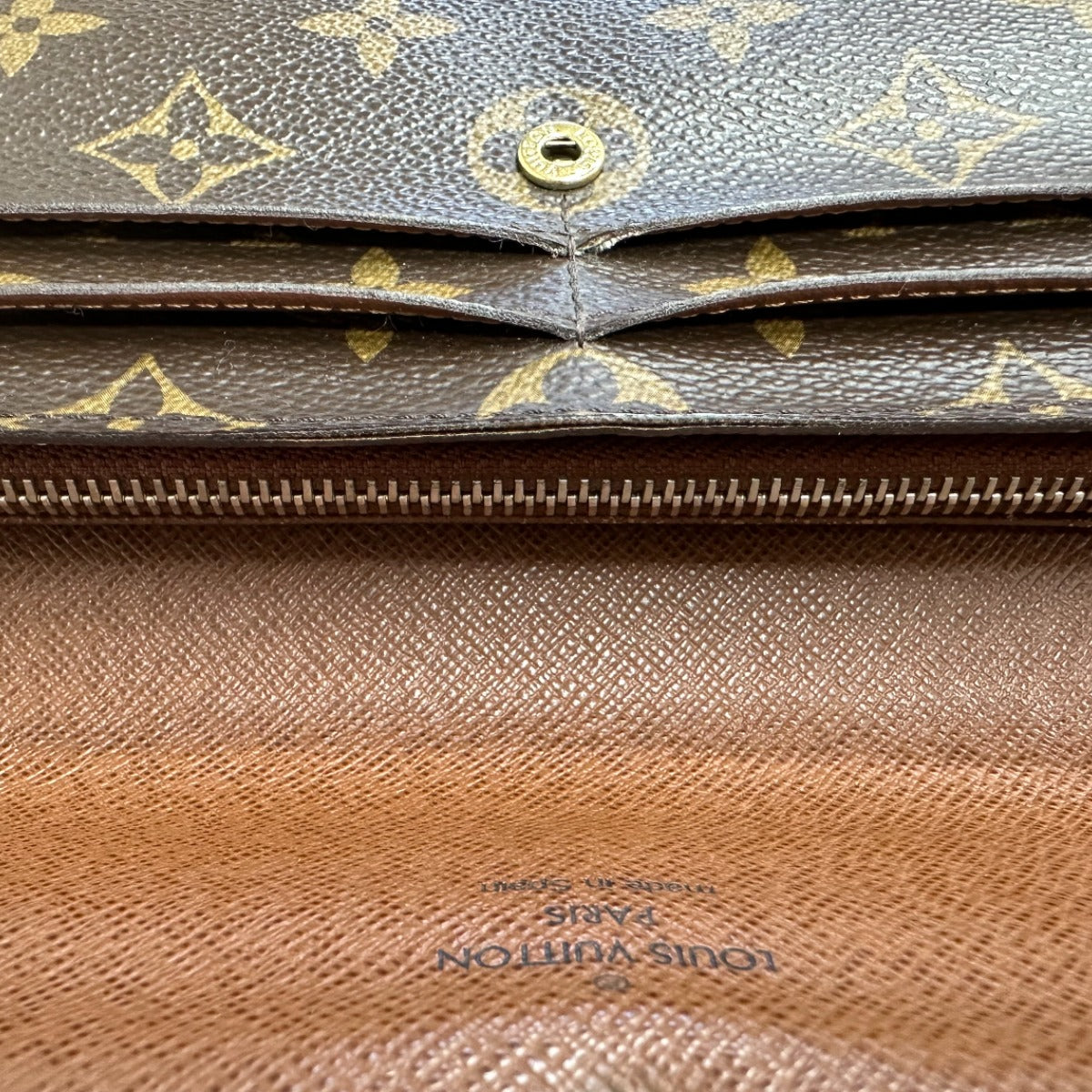 ルイヴィトン LOUIS VUITTON 長財布
 ファスナー付き モノグラム ポシェット・ポルトモネクレディ モノグラムキャンバス M61725 ブラウン LV
 【SS】
 【中古】