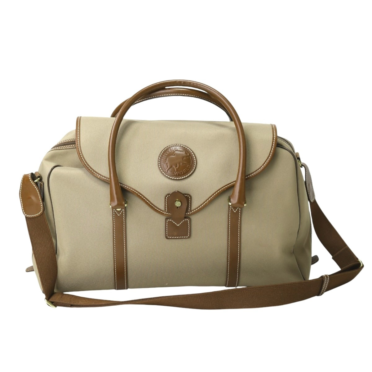 ハンティングワールド HUNTING WORLD ボストンバッグ
 旅行かばん ラバーロゴ 2way キャンバス カーキ 【SS】
 【中古】