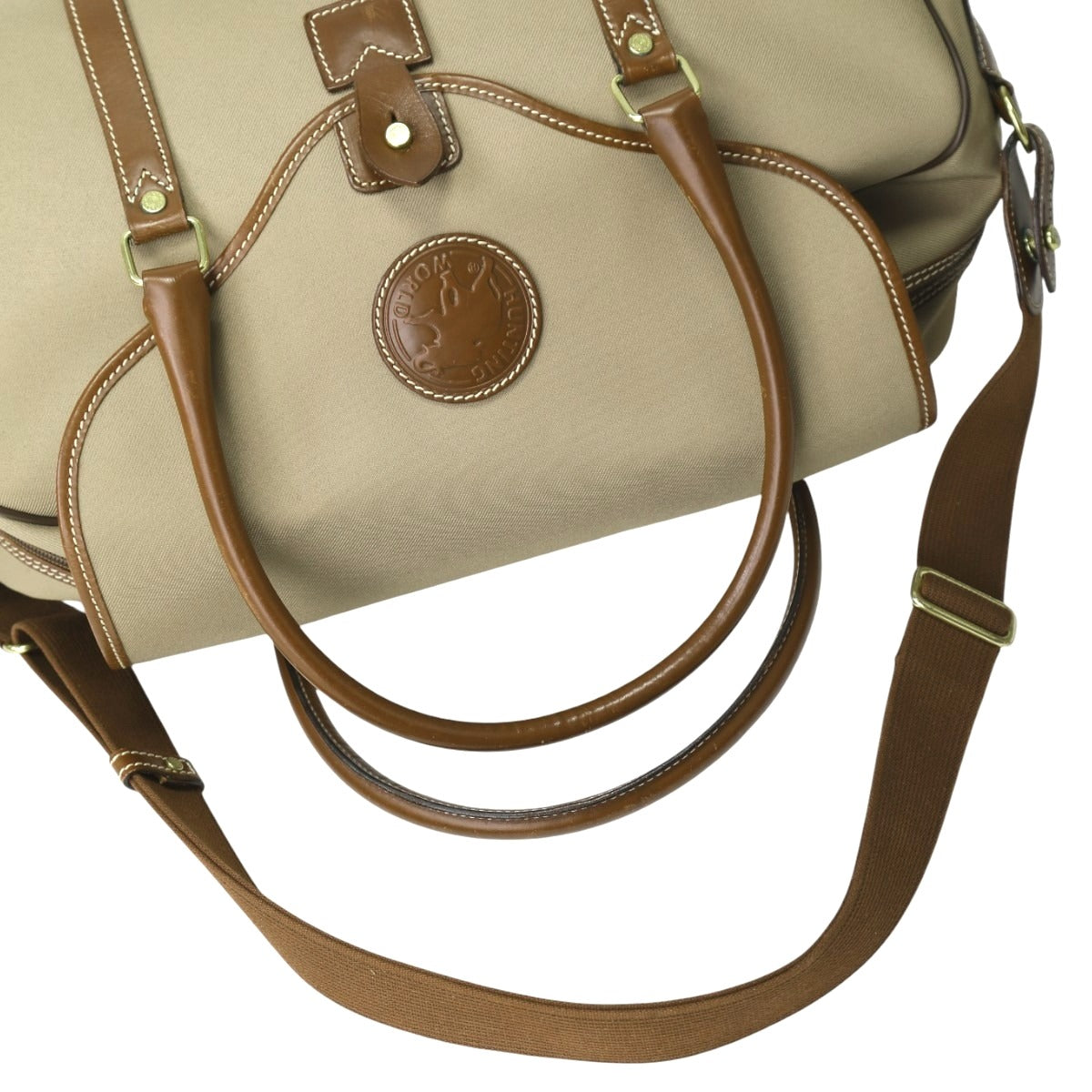 ハンティングワールド HUNTING WORLD ボストンバッグ
 旅行かばん ラバーロゴ 2way キャンバス カーキ 【SS】
 【中古】