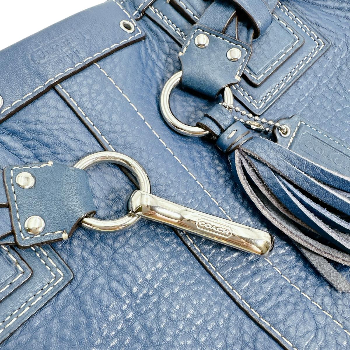 コーチ COACH トートバッグ
 ハンドバッグ キャリーオール ペブル レザー E0982-F13087 ブルー 【SS】
 【中古】