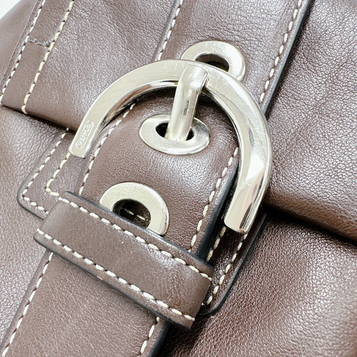 コーチ COACH トートバッグ
 ハンドバッグ 無地 レザー F05S-8A09 ブラウン 【SS】
 【中古】