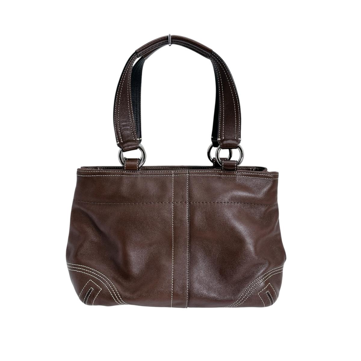 コーチ COACH トートバッグ
 ハンドバッグ 無地 レザー F05S-8A09 ブラウン 【SS】
 【中古】