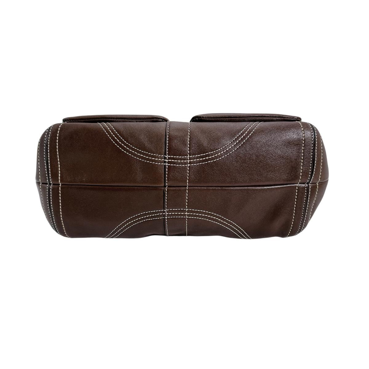 コーチ COACH トートバッグ
 ハンドバッグ 無地 レザー F05S-8A09 ブラウン 【SS】
 【中古】