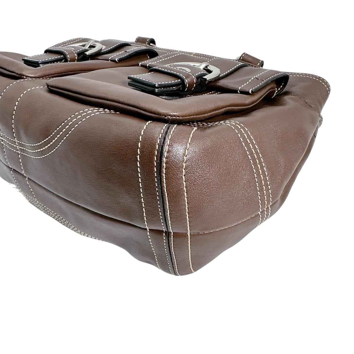 コーチ COACH トートバッグ
 ハンドバッグ 無地 レザー F05S-8A09 ブラウン 【SS】
 【中古】