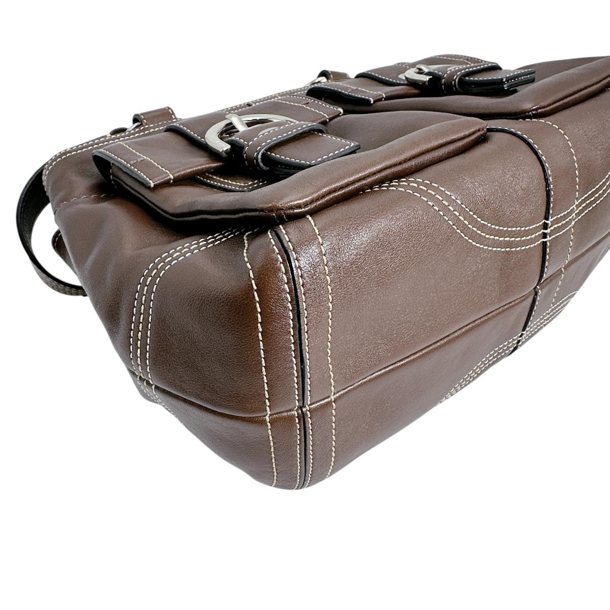 コーチ COACH トートバッグ
 ハンドバッグ 無地 レザー F05S-8A09 ブラウン 【SS】
 【中古】