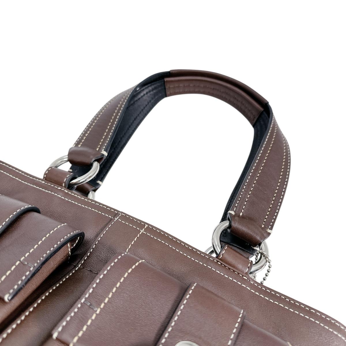 コーチ COACH トートバッグ
 ハンドバッグ 無地 レザー F05S-8A09 ブラウン 【SS】
 【中古】