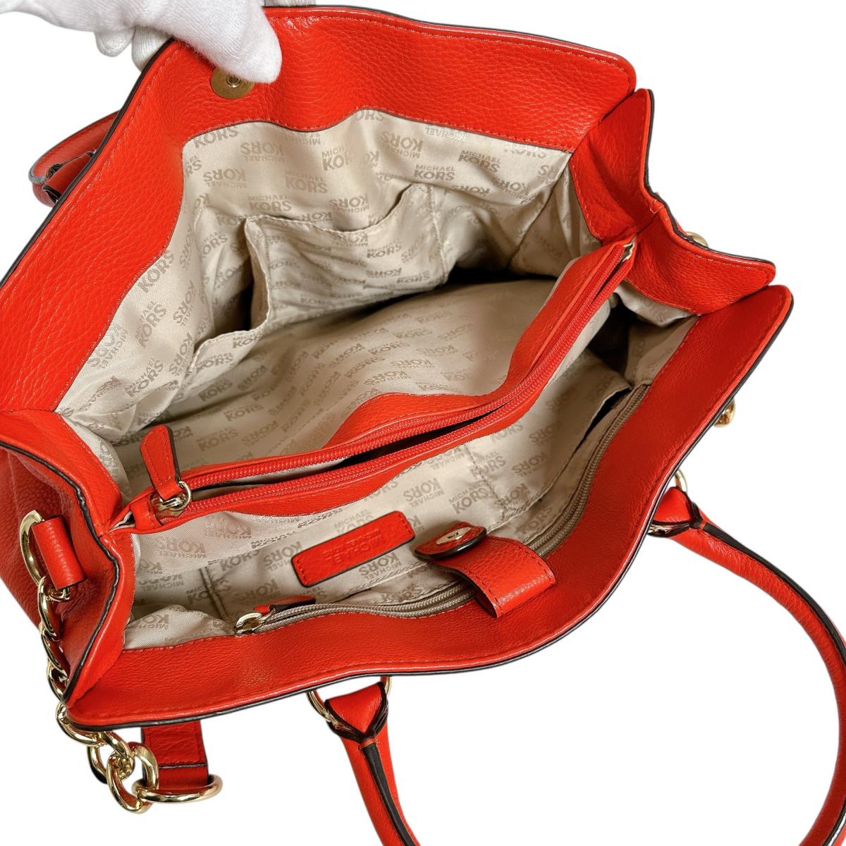 マイケルコース Michael Kors ハンドバッグ
 トートバッグ A4対応 ショルダーバッグ レザー レッド 【SS】
 【中古】