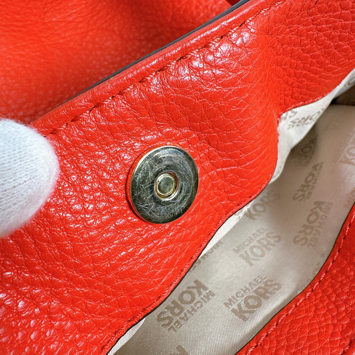 マイケルコース Michael Kors ハンドバッグ
 トートバッグ A4対応 ショルダーバッグ レザー レッド 【SS】
 【中古】