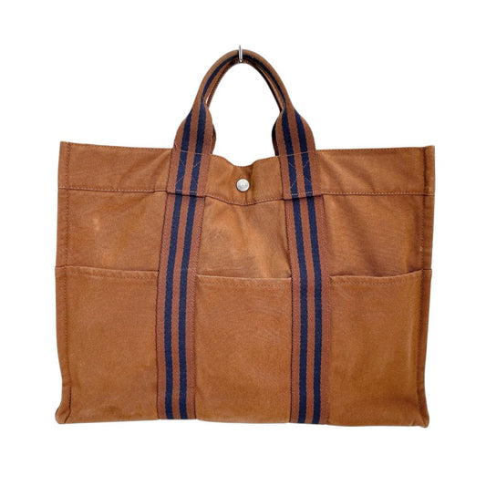 エルメス HERMES トートバッグ
 ハンドバッグ 定番人気 フールトゥMM キャンバス ブラウン 【SS】
 【中古】