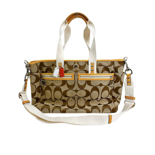 コーチ COACH ショルダーバッグ
 ハンドバッグ 大容量 2wayバッグ キャンバス F14871 ベージュ 【SS】
 【中古】