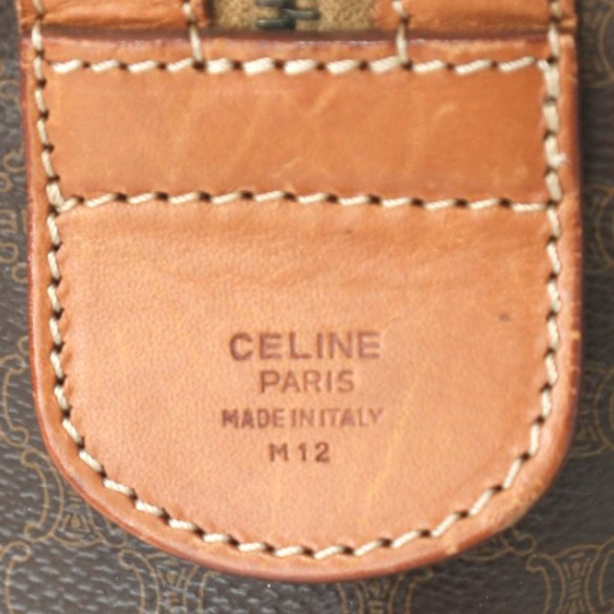 セリーヌ CELINE ボストンバッグ
 旅行かばん マカダム ヴィンテージ レザー M12 ブラウン 【SS】
 【中古】