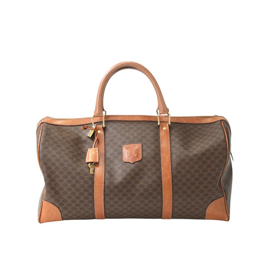 セリーヌ CELINE ボストンバッグ
 旅行かばん マカダム ヴィンテージ レザー M12 ブラウン 【SS】
 【中古】
