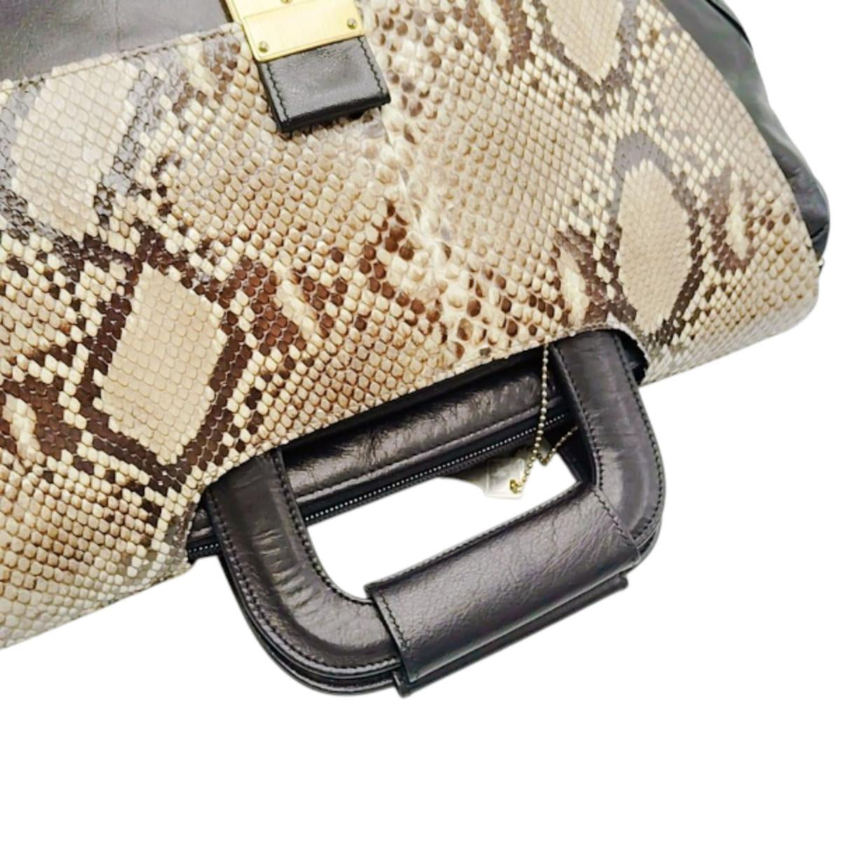 パイソン Python ショルダーバッグ
 ハンドバッグ パイソン 2wayバッグ パイソン ブラウン 【SS】
 【中古】