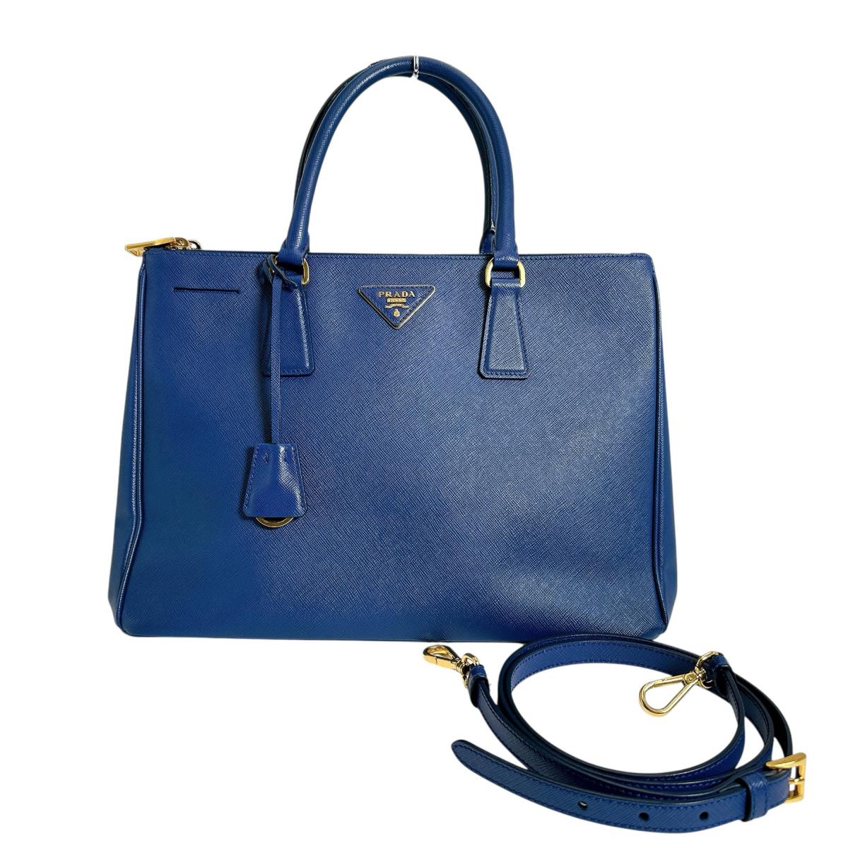 プラダ PRADA ハンドバッグ
 ショルダーバッグ サファイアーノ ガレリア レザー 1BA786 ブルー 【SS】
 【中古】