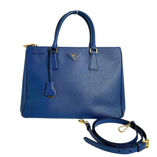 プラダ PRADA ハンドバッグ
 ショルダーバッグ サファイアーノ ガレリア レザー 1BA786 ブルー 【SS】
 【中古】