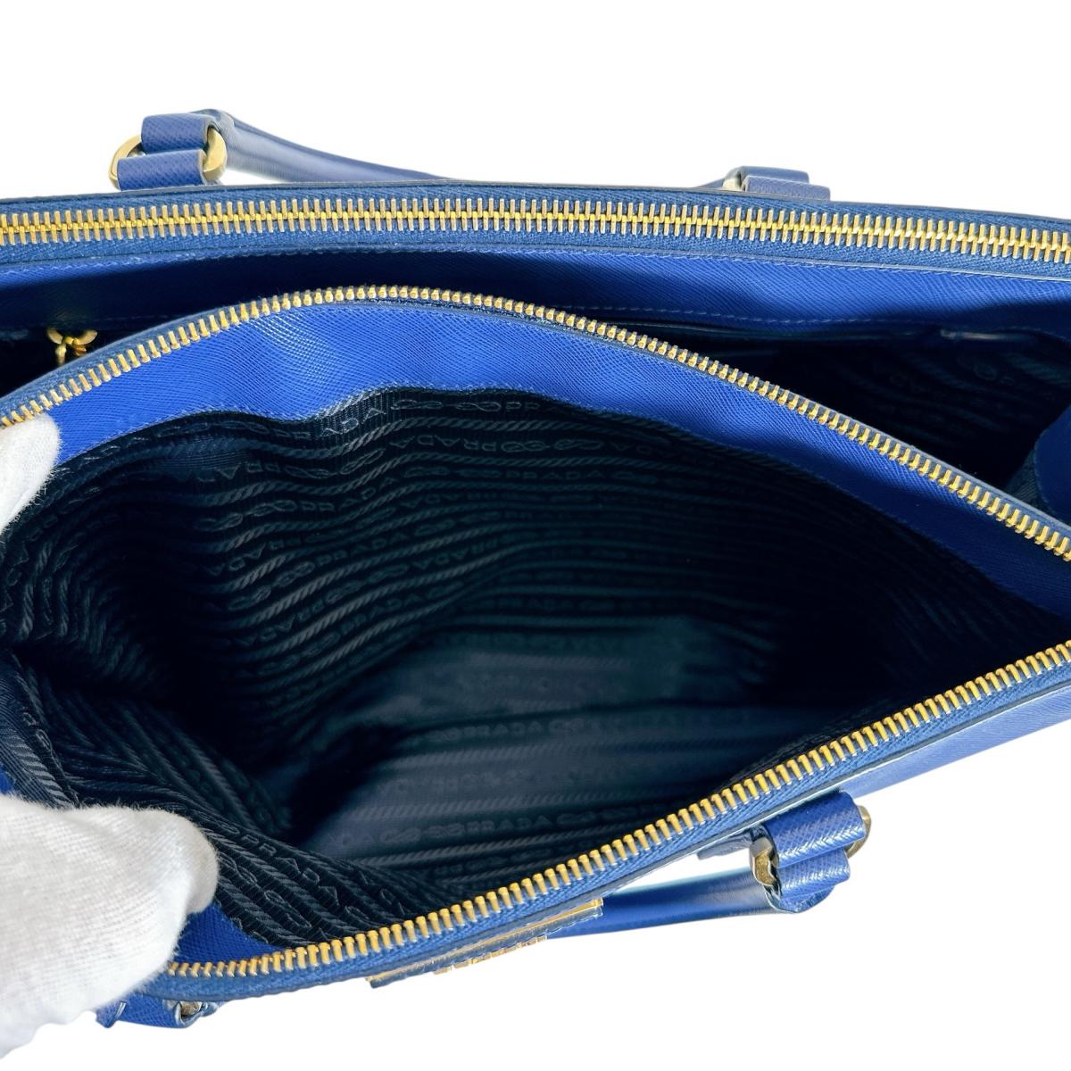 プラダ PRADA ハンドバッグ
 ショルダーバッグ サファイアーノ ガレリア レザー 1BA786 ブルー 【SS】
 【中古】