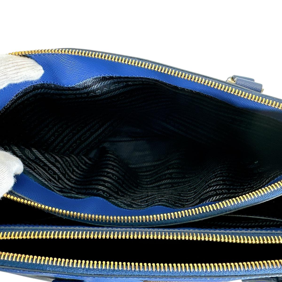 プラダ PRADA ハンドバッグ
 ショルダーバッグ サファイアーノ ガレリア レザー 1BA786 ブルー 【SS】
 【中古】