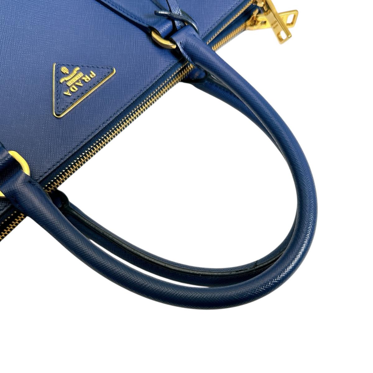 プラダ PRADA ハンドバッグ
 ショルダーバッグ サファイアーノ ガレリア レザー 1BA786 ブルー 【SS】
 【中古】