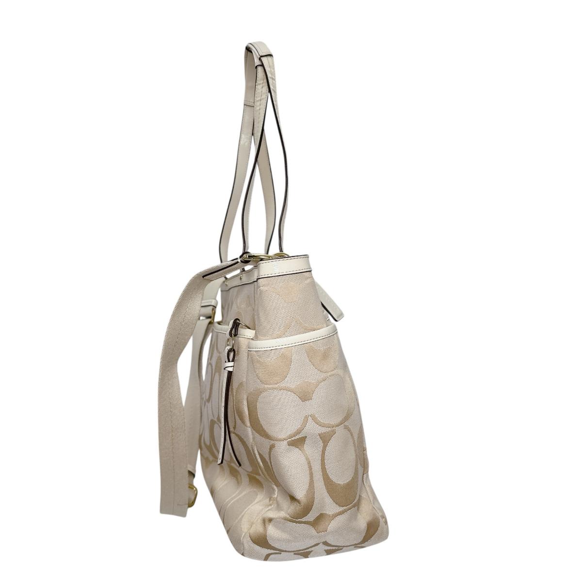 コーチ COACH ハンドバッグ
 トートバッグ 2WAYバッグ マザース キャンバス A1381-F21865 ベージュ 【SS】
 【中古】