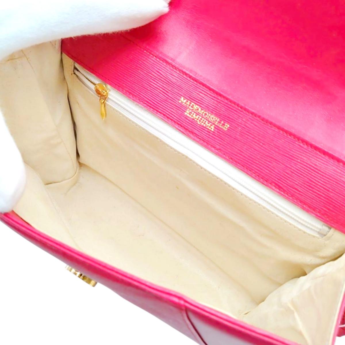 キミジマ KIMIJIMA PARIS TOKYO ショルダーバッグ
 チェーンバッグ Wチェーン Wフラップ 肩掛け レザー ピンク 【SS】
 【中古】