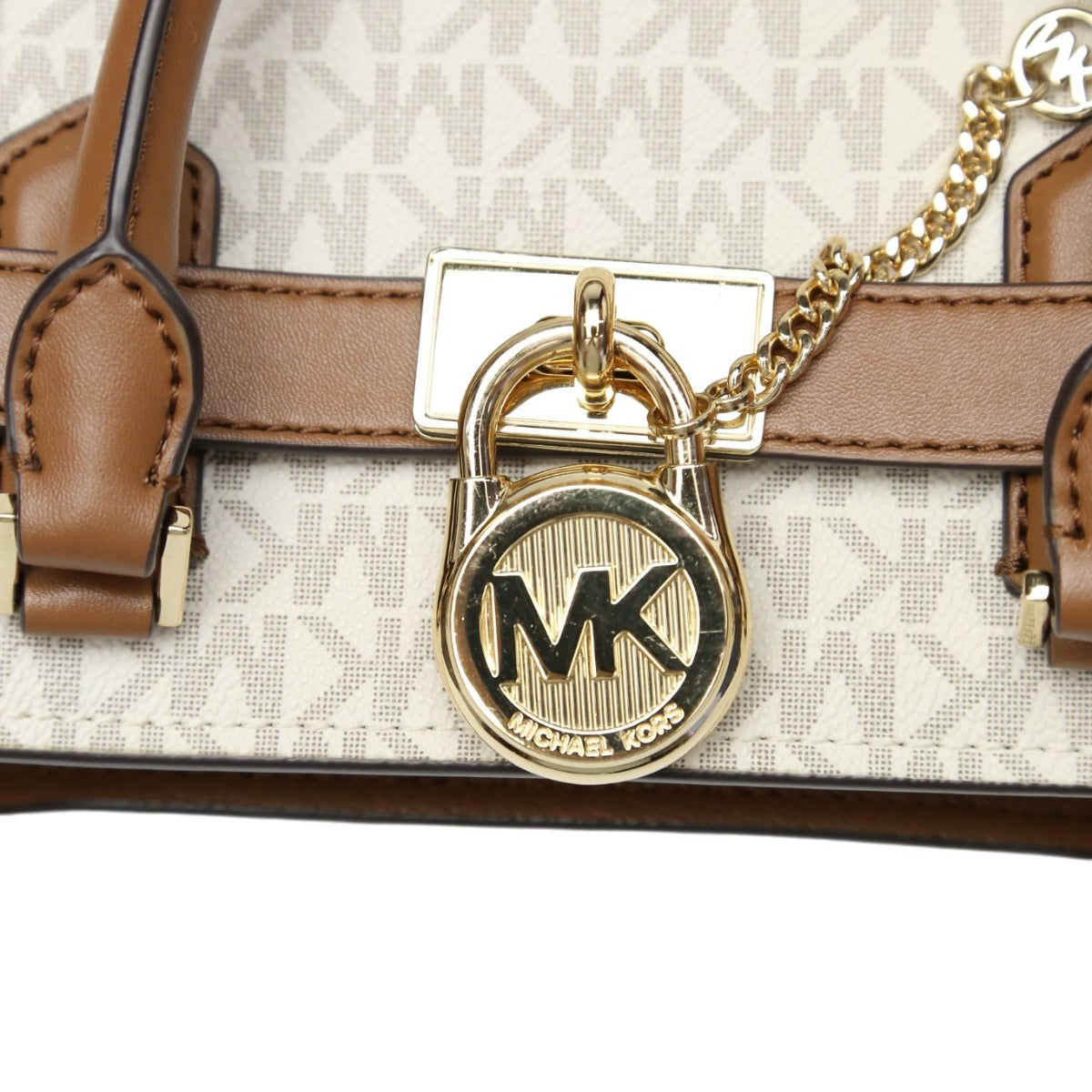 マイケルコース Michael Kors ハンドバッグ
 ミニバッグ レザー アイボリー×ブラウン 【SS】
 【中古】