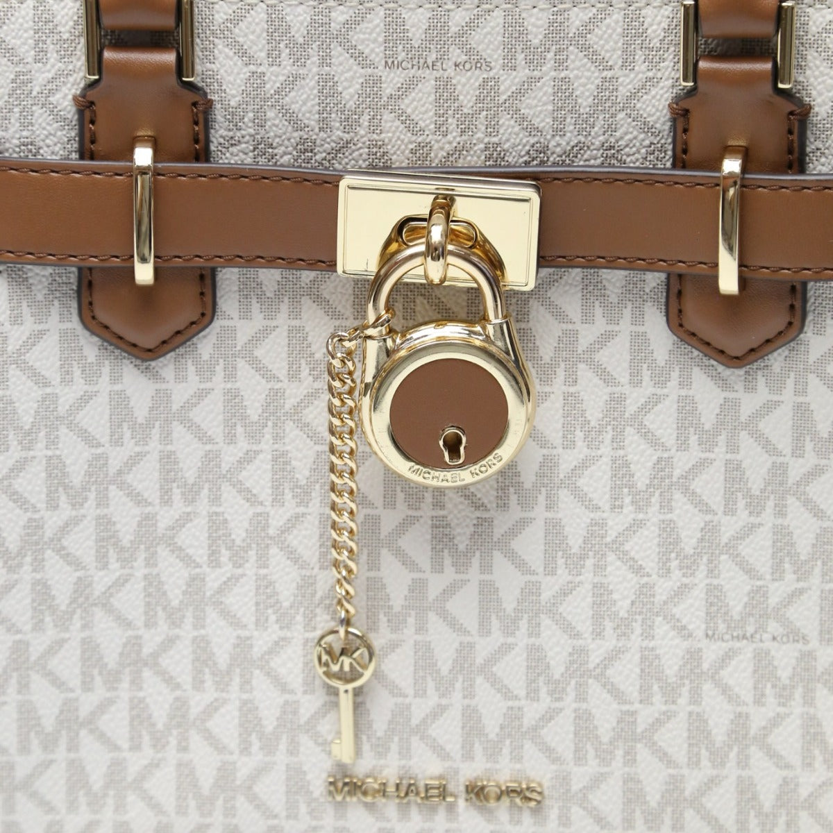 マイケルコース Michael Kors ハンドバッグ
 ミニバッグ レザー アイボリー×ブラウン 【SS】
 【中古】