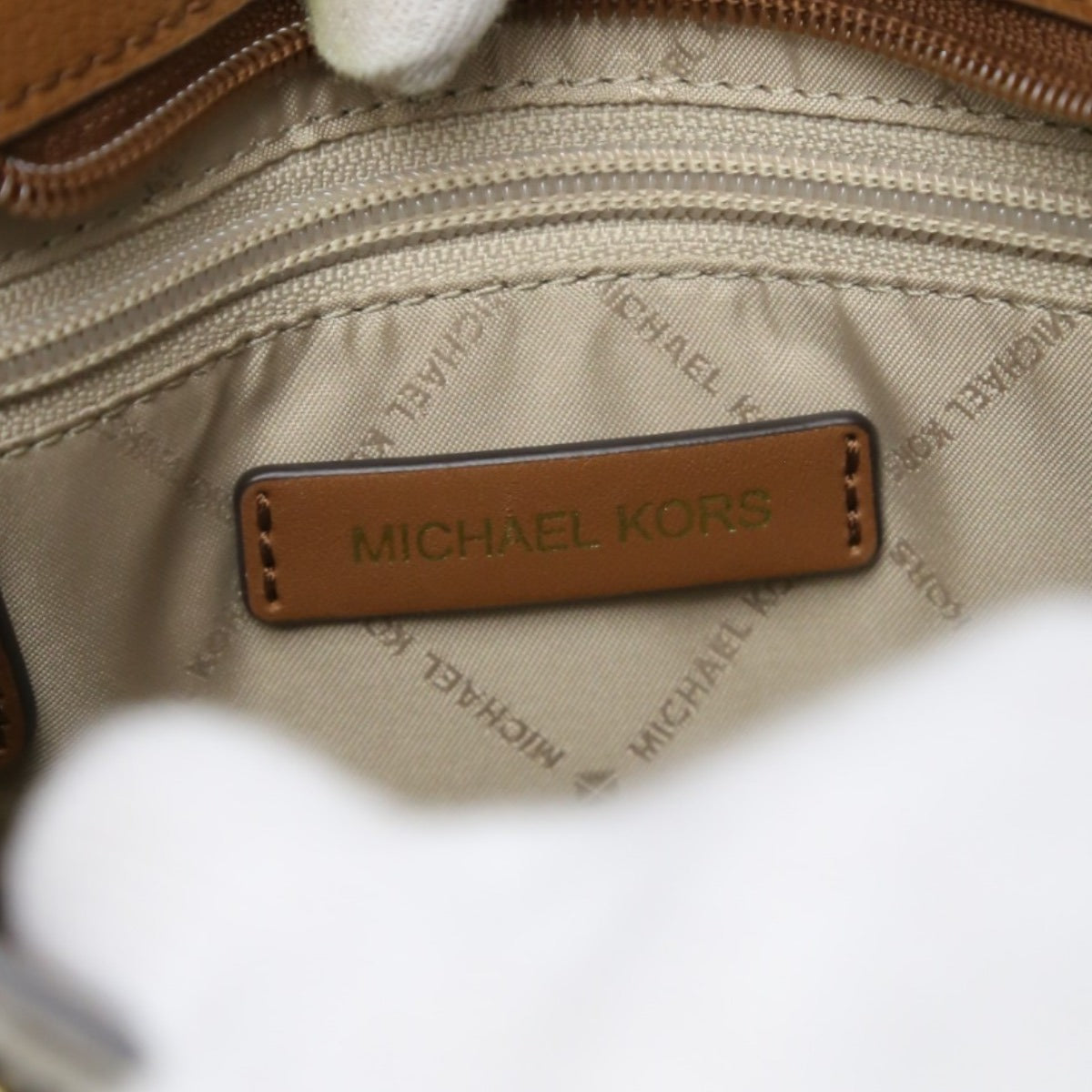 マイケルコース Michael Kors ハンドバッグ
 ミニバッグ レザー アイボリー×ブラウン 【SS】
 【中古】