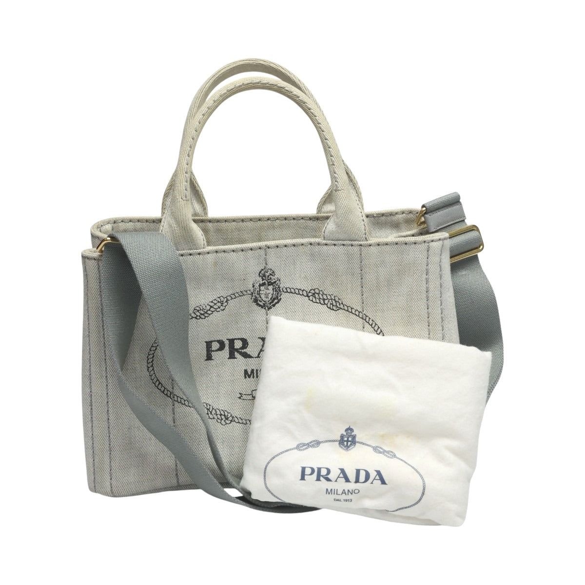 プラダ PRADA トートバッグ
 2WAYバッグ キャンバス カナパトート デニム 1BG439 ビアンコ 【SS】
 【中古】