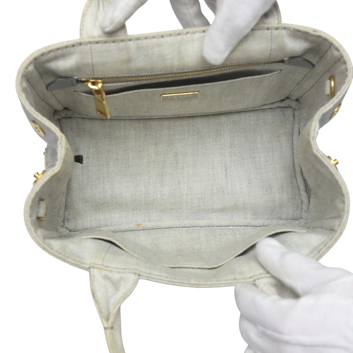 プラダ PRADA トートバッグ
 2WAYバッグ キャンバス カナパトート デニム 1BG439 ビアンコ 【SS】
 【中古】