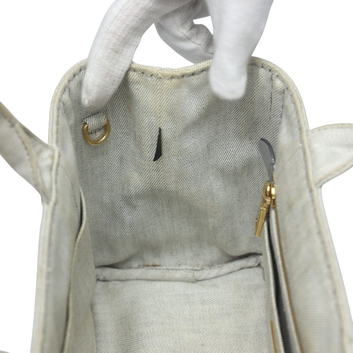 プラダ PRADA トートバッグ
 2WAYバッグ キャンバス カナパトート デニム 1BG439 ビアンコ 【SS】
 【中古】