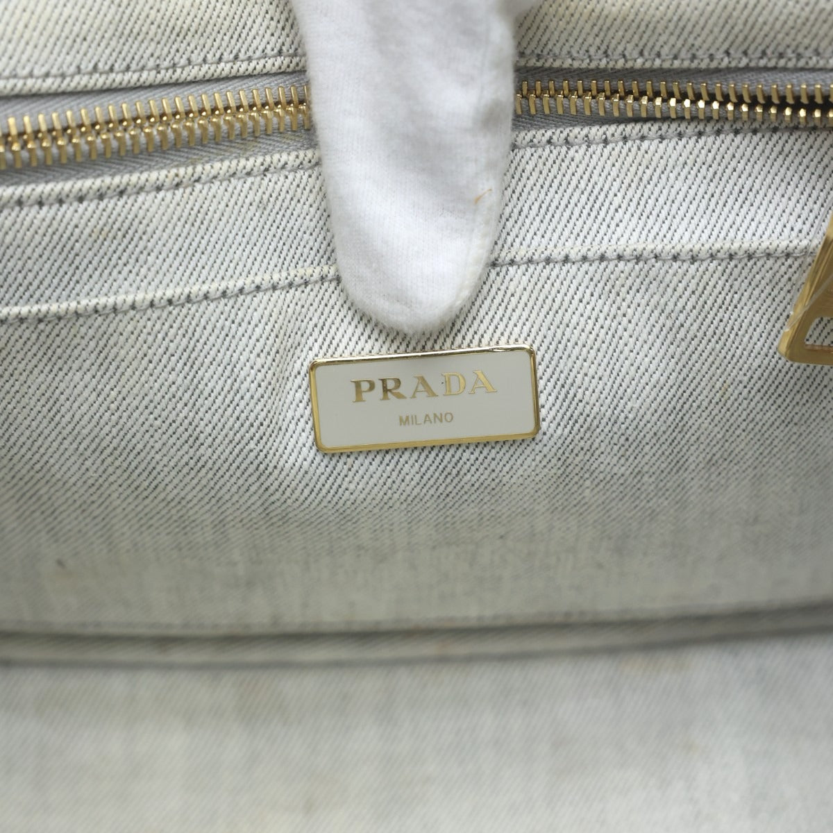プラダ PRADA トートバッグ
 2WAYバッグ キャンバス カナパトート デニム 1BG439 ビアンコ 【SS】
 【中古】