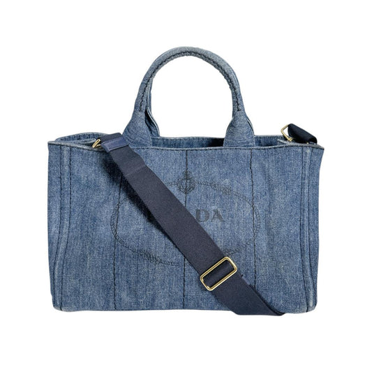 プラダ PRADA トートバッグ
 トートバッグ キャンバス カナパトート デニム ブルー 【SS】
 【中古】