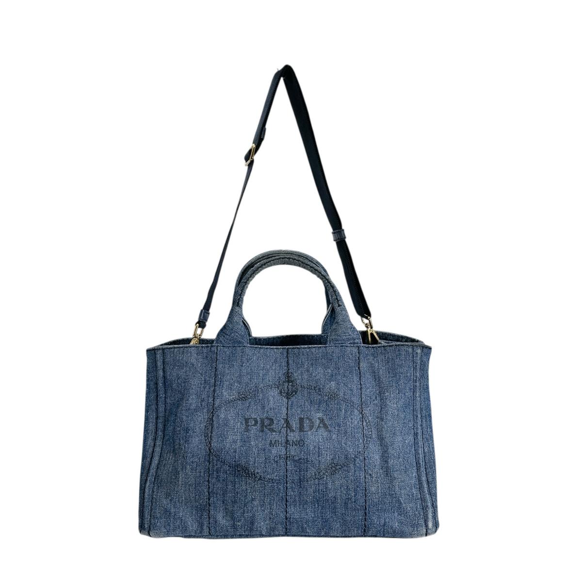 プラダ PRADA トートバッグ
 トートバッグ キャンバス カナパトート デニム ブルー 【SS】
 【中古】