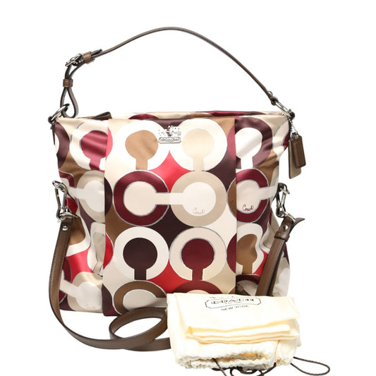 コーチ COACH ハンドバッグ
 トートバッグ 肩掛け オプアート ナイロン F1273 マルチカラー 【SS】
 【中古】