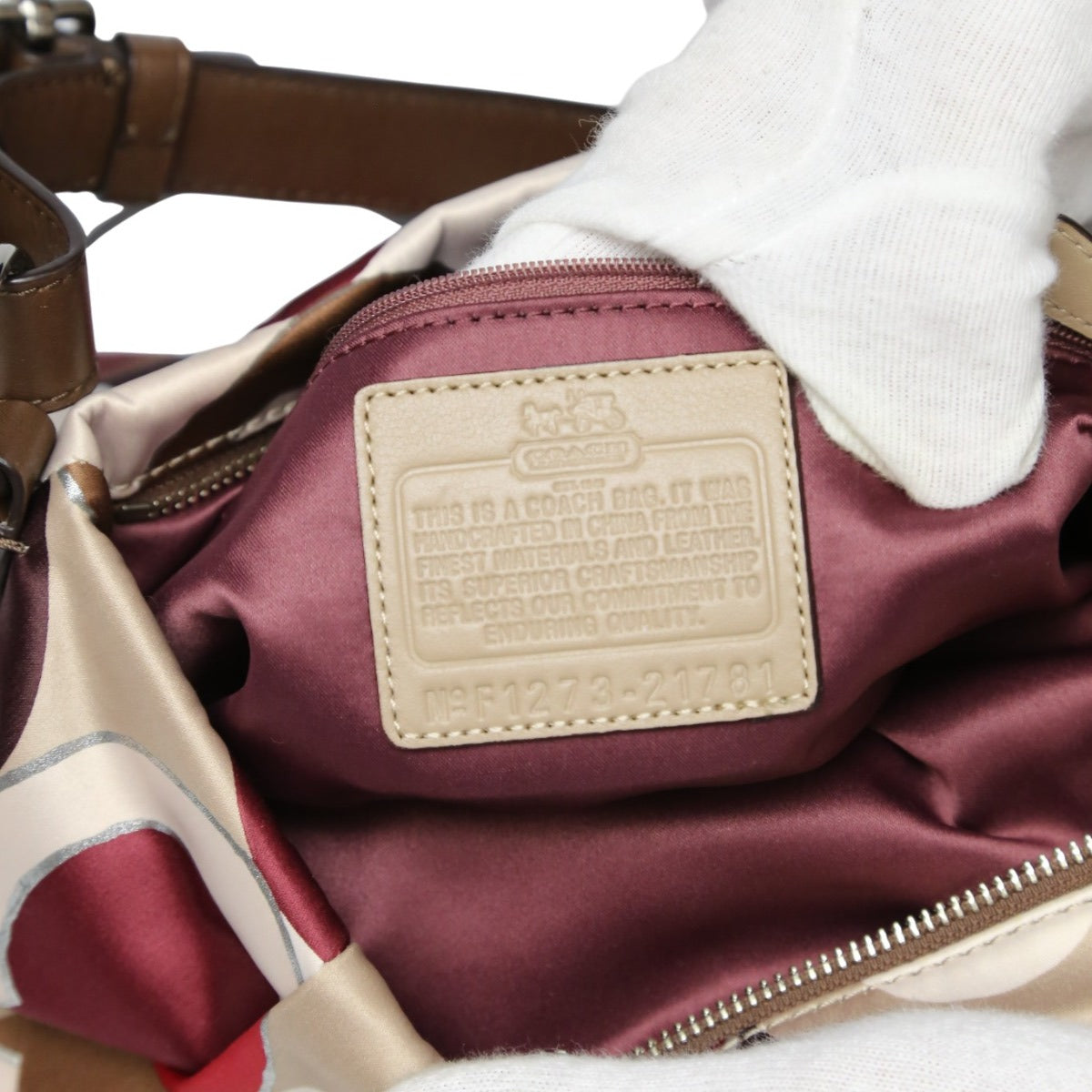 コーチ COACH ハンドバッグ
 トートバッグ 肩掛け オプアート ナイロン F1273 マルチカラー 【SS】
 【中古】