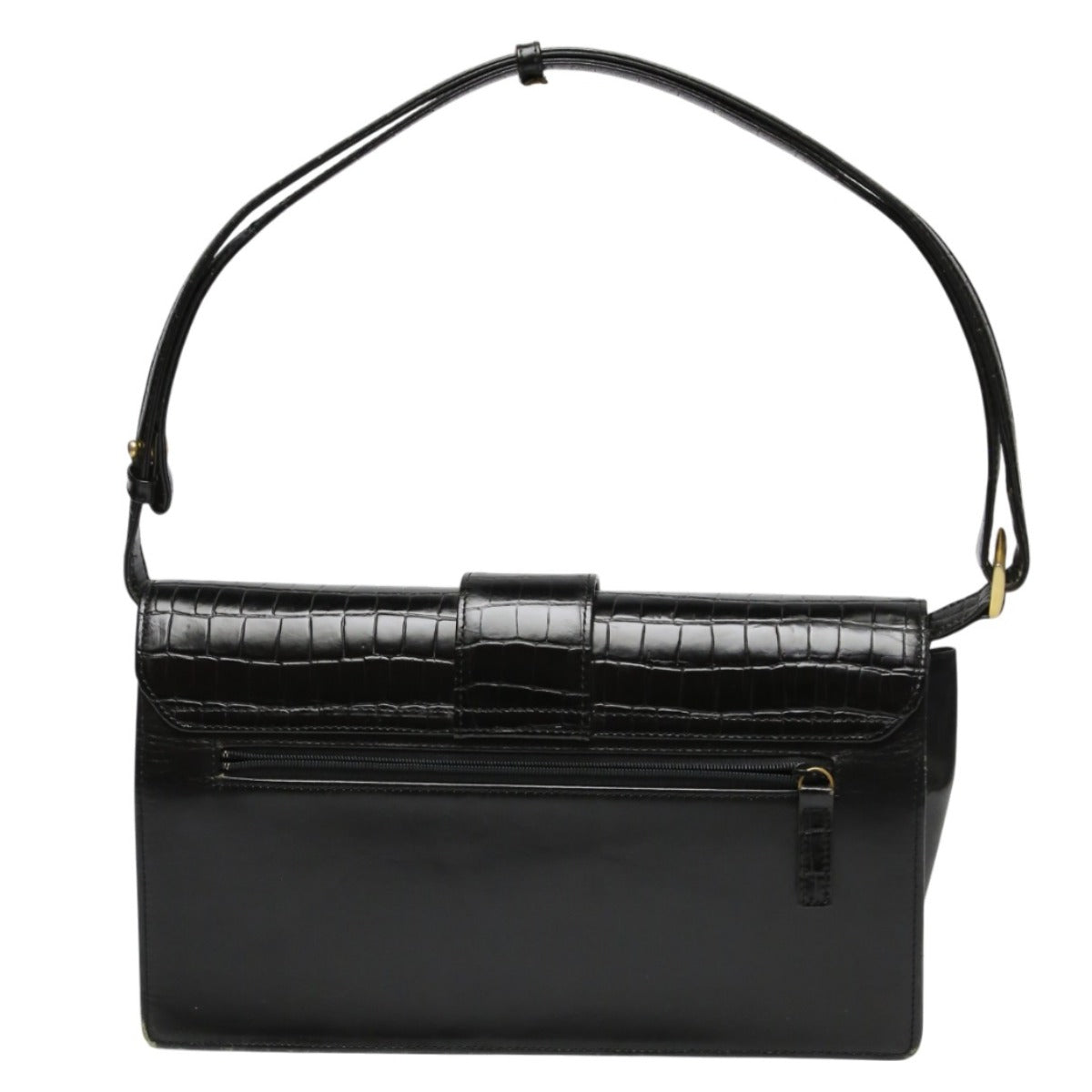 ハナエモリ HANAE MORI 森英恵 ハンドバッグ
 クラッチバッグ 2WAY 肩掛け クロコダイル ブラック 【SS】
 【中古】