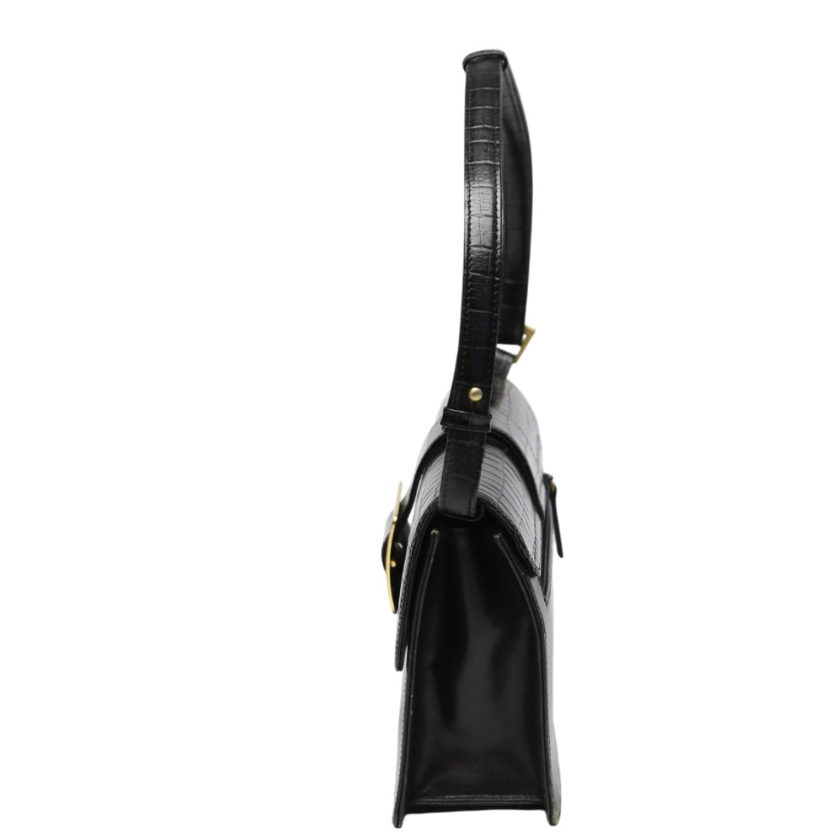 ハナエモリ HANAE MORI 森英恵 ハンドバッグ
 クラッチバッグ 2WAY 肩掛け クロコダイル ブラック 【SS】
 【中古】