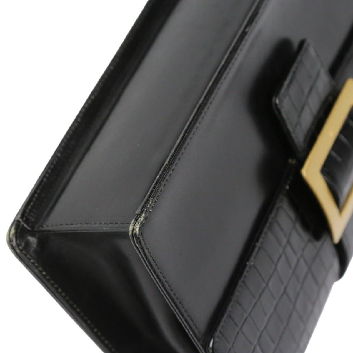 ハナエモリ HANAE MORI 森英恵 ハンドバッグ
 クラッチバッグ 2WAY 肩掛け クロコダイル ブラック 【SS】
 【中古】